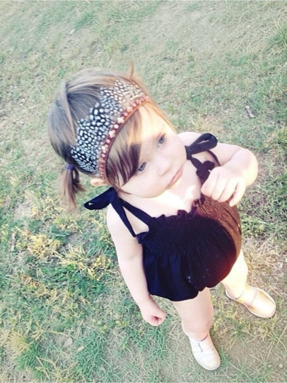 A Tiny Arrow Feather Crown Headband Girls Woodland Boho Photo Prop